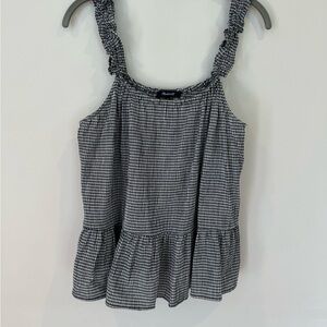 Madewell Ruffle-Strap Cami Top in‎ Gingham - Black & White - Size 12